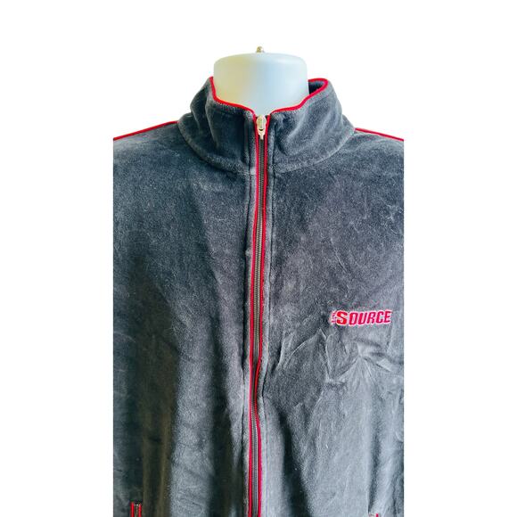 Enyce Velour Track Jacket XXL Black Red Trim Hip Hop Y2K Streetwear - Picture 2 of 4